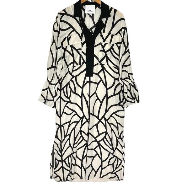 ANTHROPOLOGIE ERIKA CAVALLINI Women’s Silk Jasmine Maxi Shirt Dress Ivory - Picture 2 of 8